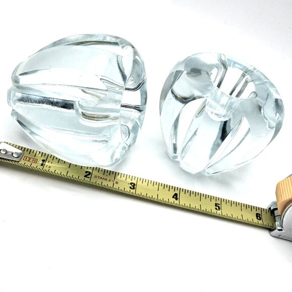 Orrefors Heavy Fluted Crystal Tapered Candle Holders Vtg Sweden Signed - Picture 2 of 6